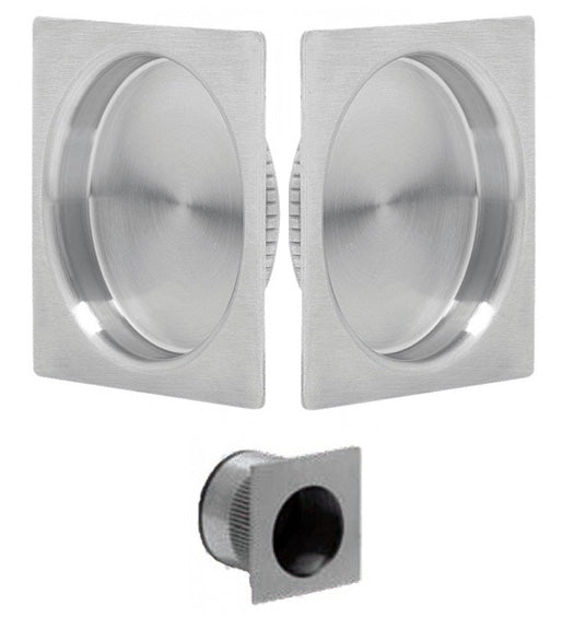 Square Stainless Steel Passage Pocket Door Set, Omnia 3911P-US32D