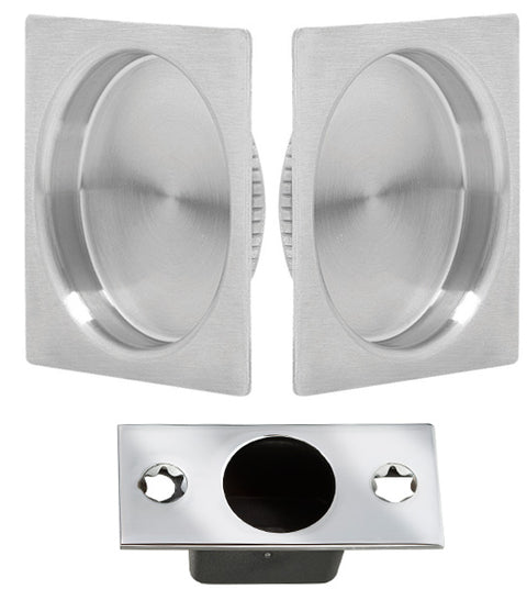 Solid Brass Square Pocket Door Passage Set, Omnia 3911S-P