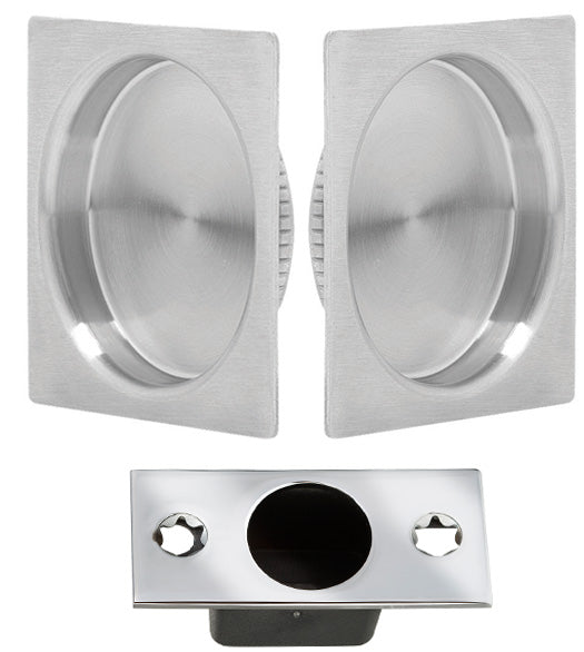 Solid Brass Square Pocket Door Passage Set, Omnia 3911S-P