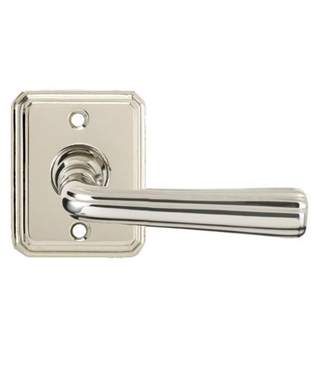 Simple Solid Brass Leverset with Rectangular Rose, Omnia 706/RT