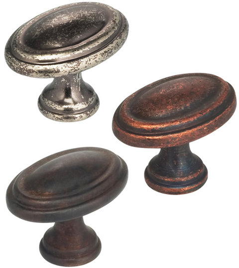 Oval Vintage Finish Cabinet Knob, Omnia 9163