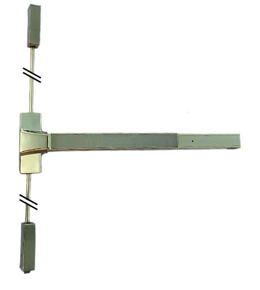 Heavy Duty Polished Brass Vertical Rod Exit Device for 30 - 36 Inch Door, PDQ 6300V605
