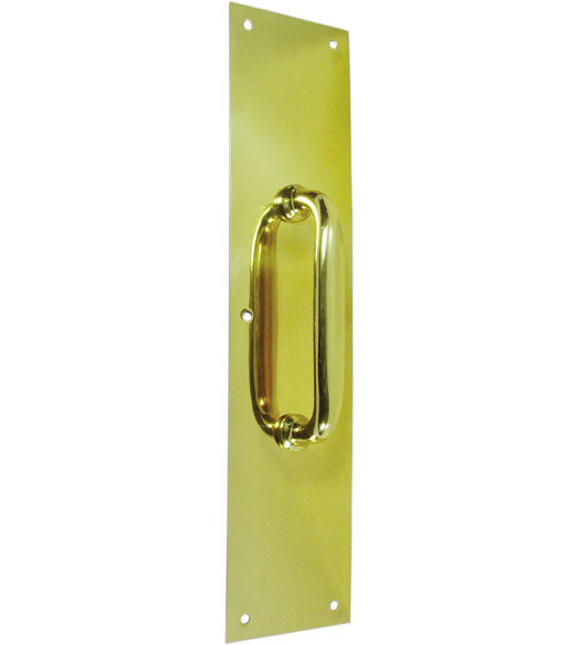 Solid Brass 3-1/2 by 15 Pull Plate with Handle, Deltana PPH55