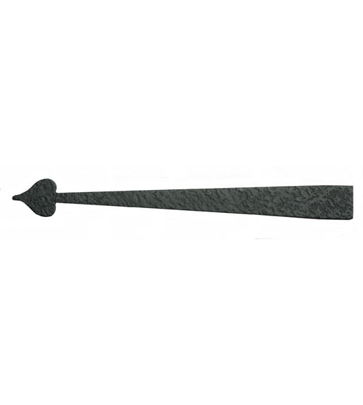 8-3/4 Inch Heart Tip Rough Iron Dummy Strap Hinge, Acorn RICBP