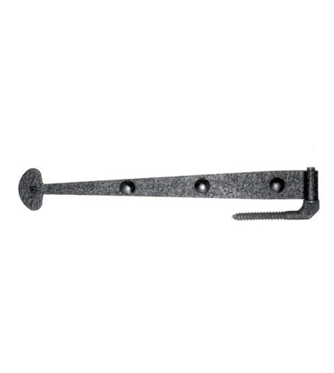 15-5/8 Inch Bean Tip Rough Iron Strap Hinge With Carriage Bolts, Acorn RITBP