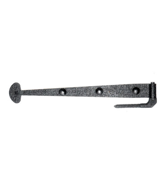 15-5/8 Inch Bean Tip Rough Iron Strap Hinge With Carriage Bolts, Acorn RITBP