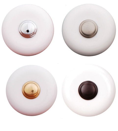 1-1/4 Inch White Porcelain Cabinet Knob with Metal Center, RK International CK-316
