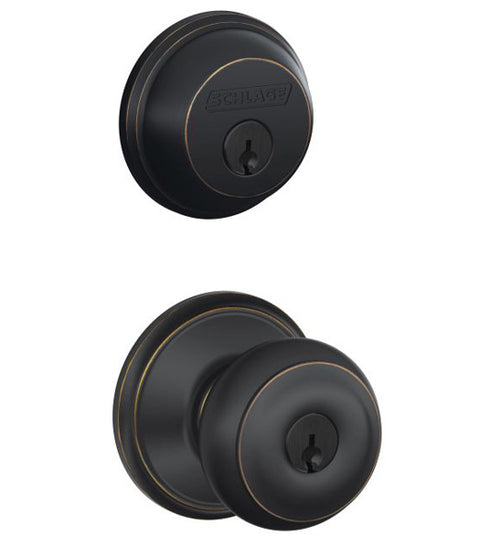 Keyed Entry Georgian Knob and Deadbolt Set, Schlage FB50GEO