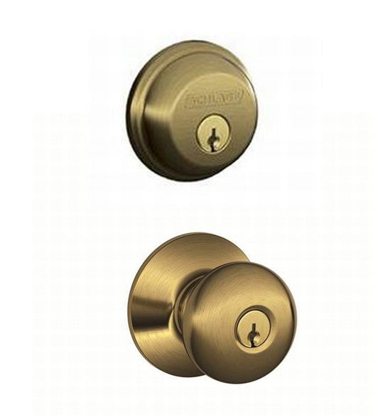 Plymouth Front Door Lockset with Deadbolt, Schlage FB50PLY