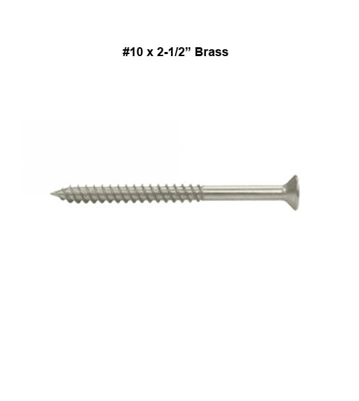 Solid Brass Wood Screw 10 x  2-1/2, Bag of 100, Deltana SCWB1025