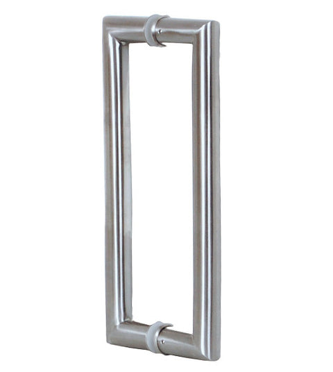 2 Foot Contemporary Glass Door Handles, Pair, Satin Stainless Steel