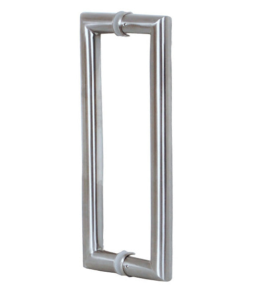 2 Foot Contemporary Glass Door Handles, Pair, Satin Stainless Steel