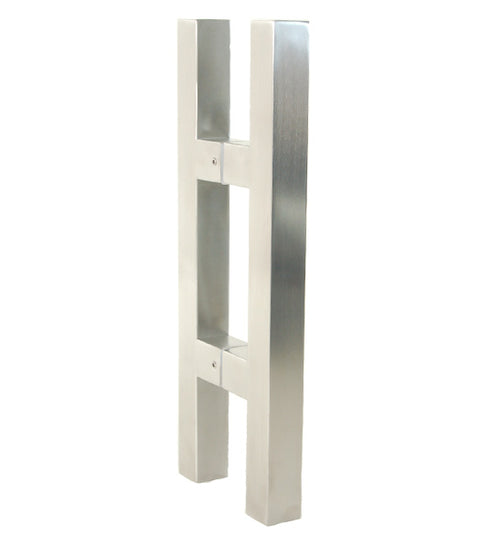 14 Inch Square Glass Door Handles, Pair, Satin Stainless Steel