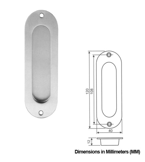 Oval Satin Stainless Steel Flush Pull, AHI SIG715-630