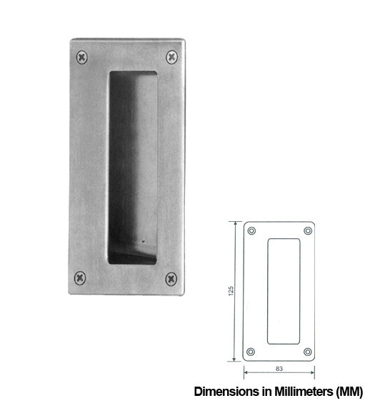 Rectangular Satin Stainless Steel Flush Pull, AHI SIG720-630