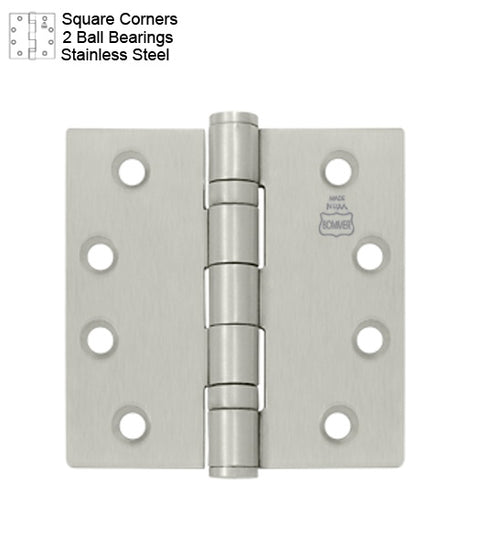4-1/2 x 4 Stainless Steel Hinge with 2 Ball Bearings, Bommer BB5002-454-630