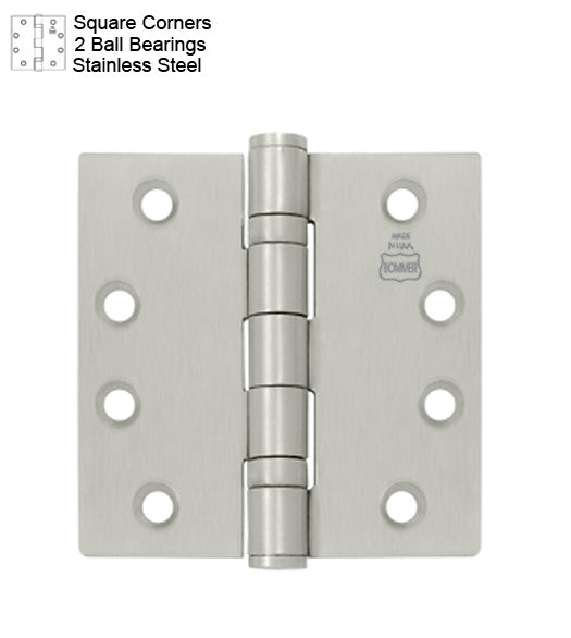 4-1/2 x 4 Stainless Steel Hinge with 2 Ball Bearings, Bommer BB5002-454-630