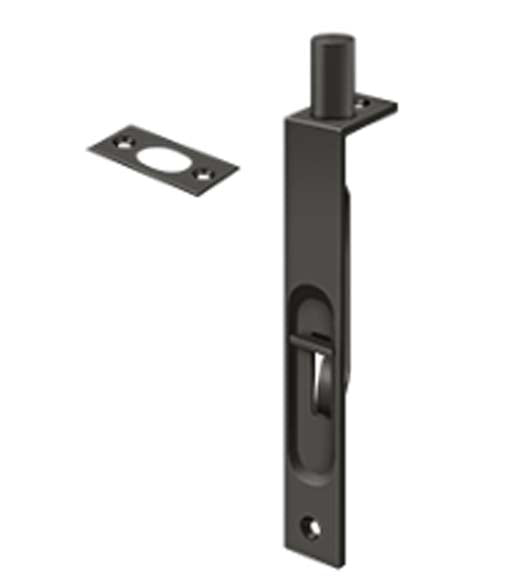 Solid Brass 6 Inch Flush Bolts with Square Corners, Deltana DEL-6FBS