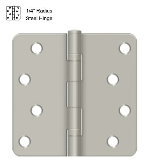 4 x 4 x 1/4 Radius Residential with Ball Bearings Steel Hinge, ZigZag Holes, Pair, Deltana S44R4BB