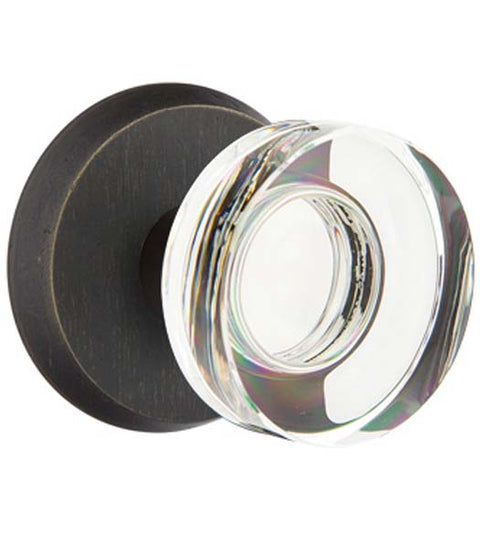 Modern Disc Crystal Knob with Round Rosette, Emtek 7056MDC