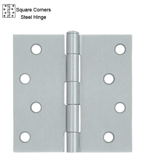 4 x 4 x Square Corners Brushed Chrome Hinge, Pair, Global CP4040-26D