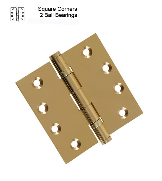 Doorware.com Hager 4-1/2 x 4-1/2 Polished Brass  Commercial  Hinge, 2 Ball Bearings