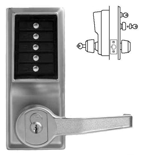 Simplex Keypad Entry Lever Lock with Passage Feature and Key Override, KABA L1041