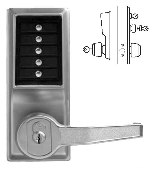 Simplex Keypad Entry Lever Lock with Passage Feature and Key Override, KABA L1041