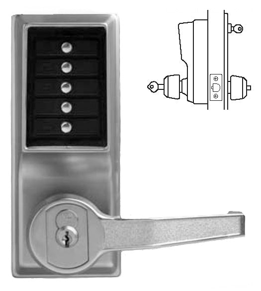 Simplex Keypad Entry Lever Lock with Privacy Feature and Key Override, KABA L1076