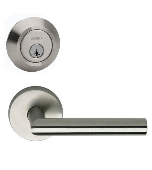 Omnia #12 Stainless Steel Entry Lever Set with Stainless Deadbolt, Omnia 12/D9000AUS32D