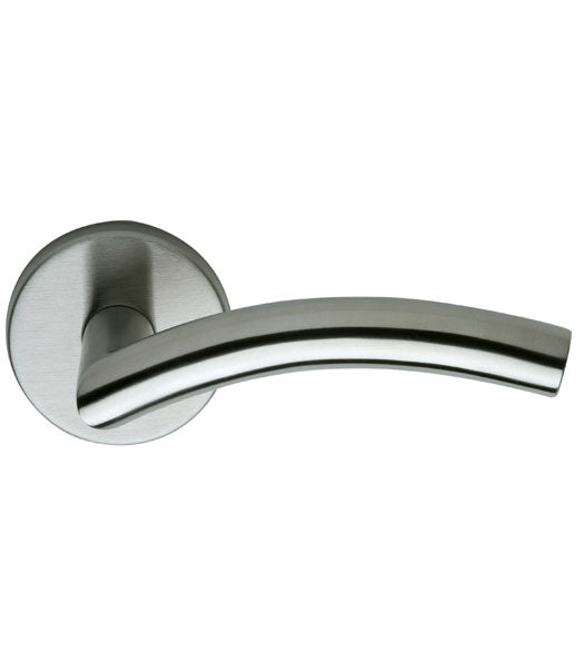 Curved Stainless Steel Door Lever Set, Omnia #45