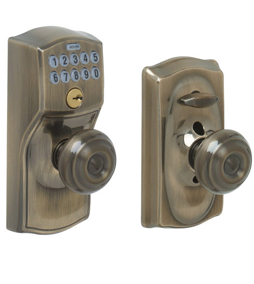 Camelot Keypad Entry Flex Lock With Georgian Knob, Schlage FE595CAMGEO