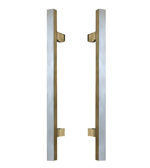 Doorware.com 9 Inch Modern Square Stainless Steel Shower Pulls, Pair, First Impressions SD-SQDP/9-US32D