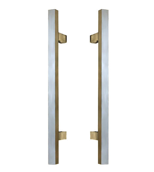 Doorware.com 9 Inch Modern Square Stainless Steel Shower Pulls, Pair, First Impressions SD-SQDP/9-US32D