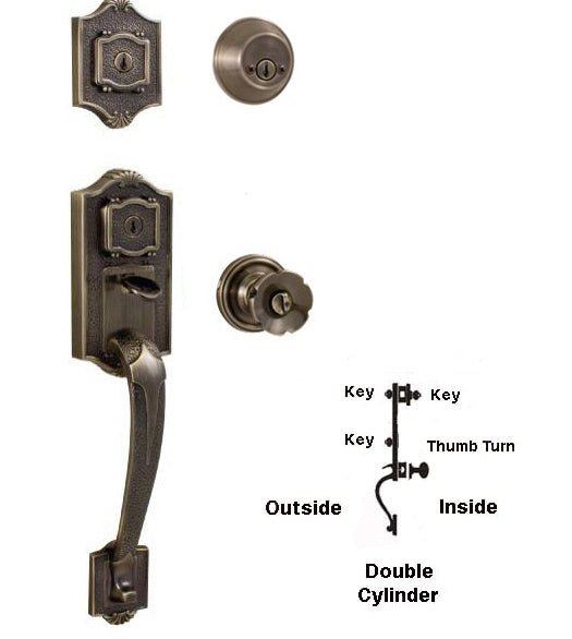 Doorware.com Colonial Dual Keyed Double Cylinder Handleset, Weslock 1313/1302