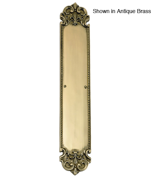Fleur De Lis Solid Brass Push Plate, Brass Accents A04P3220