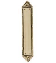 Ribbon and Reed Solid Brass Push Plate, Brass Accents A05-P7230