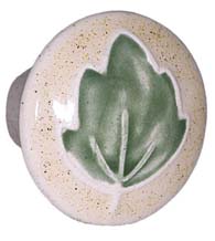 Green Leaf Ceramic Cabinet Knob, Acorn PRAYP