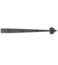 18-3/4 Inch Heart Tip Rough Iron Dummy Strap Hinge, Acorn RI2BP