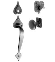 Rough Iron Heart Tip Mortise Handleset, Acorn RT2BD / RT2BI