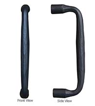 10 Inch Round End Black Iron Door Pull, Acorn IRNBP