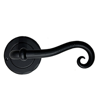 Forged Iron Swirl Lever Set With Round Rose, Acorn IWEBI