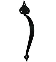 11 Inch Black Iron Heart Door Pull, Acorn RPKBP