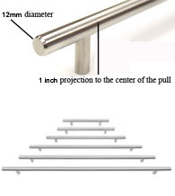 Small Length Stainless Steel Bar Pulls, from 3 inches - 7.5 inches c.c., Deltana BPxxxxSS