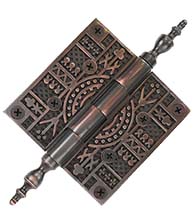 3-1/2 x 3-1/2 Eastlake Brass Hinge with Steeple Tips, Brass Accents H07-H554S