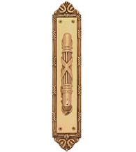 Decorative Ribbon and Reed Door Pull Plate, Brass Accents A05-P7231