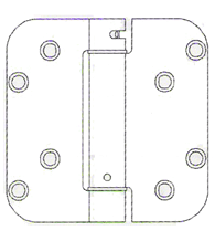 4 x 4 x 5/8 Radius Acorn Door Spring Hinge, Pair, Bommer LB4360-400