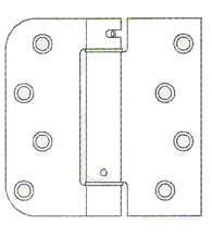 4 x 4 x 5/8 Radius x Sq Corner Castlgate Door Spring Hinge, Pair, Bommer LB4361-400