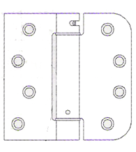 4 x 4 x 5/8 Radius x Sq Corner Johnson Integrity Door Spring Hinge, Pair, Bommer LB4376-400