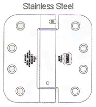 4 x 4 x 5/8 Radius Stainless Steel Spring Hinge, Pair, Bommer LB4392C-400-630